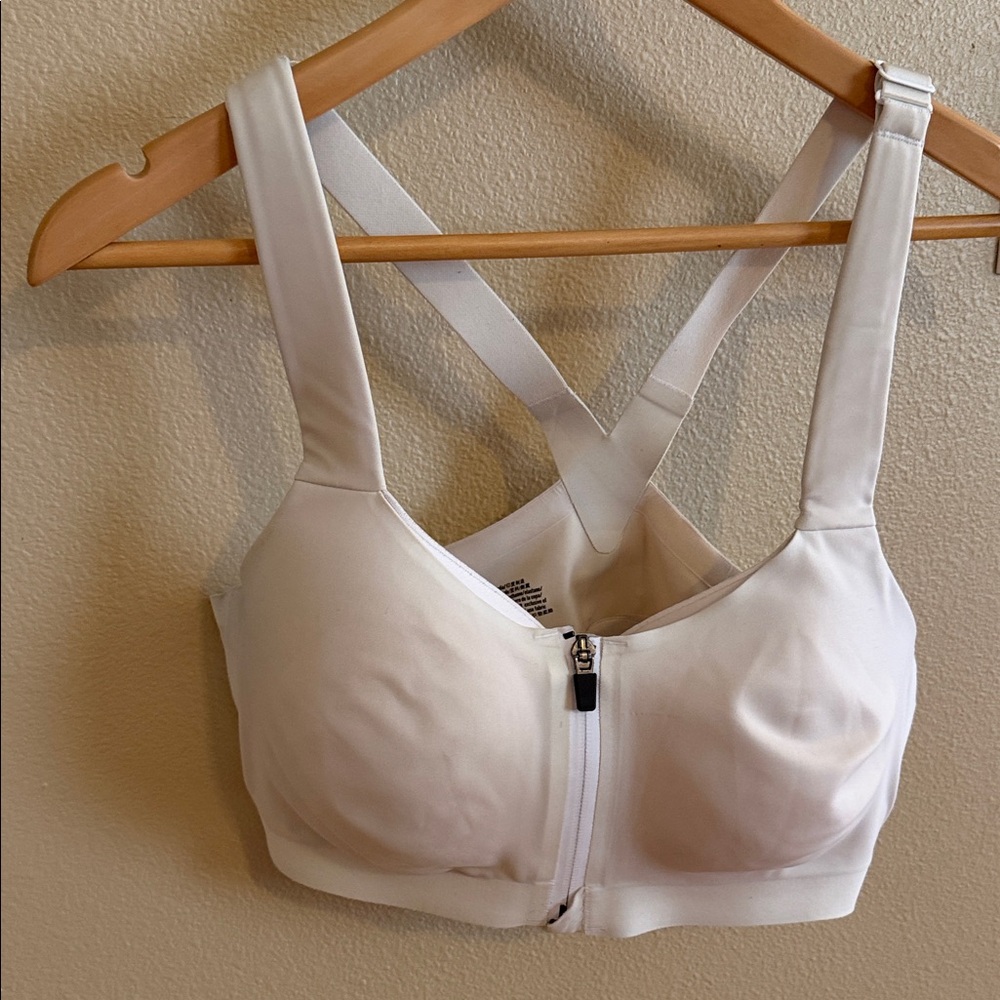 Victoria's Secret White Front-Zip High-Support Sports Bra